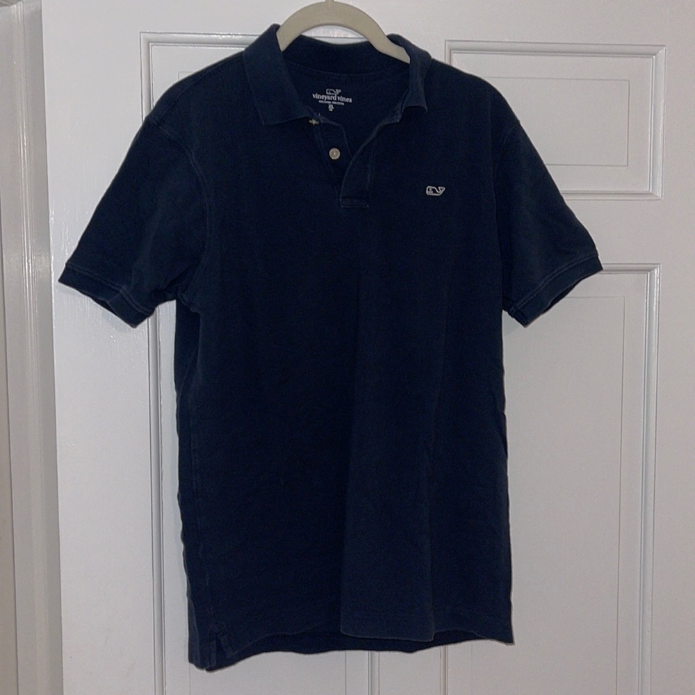 Navy blue boys, short, sleeved, vineyard, vines polo shirt